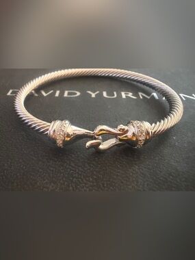 David Yurman Silver Cable Bracelet with Sculpted Hook Clasp